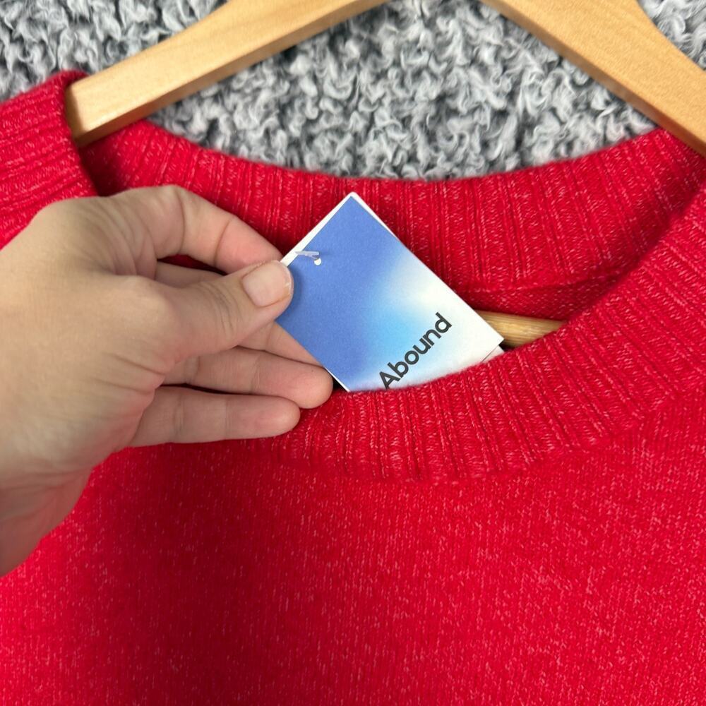 Abound Cropped Sweater Red Women's Size Large Soft Boxy Oversized Cozy Sweater - Picture 10 of 12